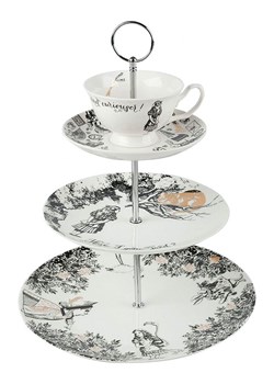 Mikasa Etażerka &quot;Alice In Wonderland&quot; w kolorze biało-czarnym - wys. 38,5 x Ø 27 cm ze sklepu Limango Polska w kategorii Misy i tace dekoracyjne - zdjęcie 187562376