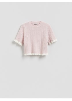 Reserved - Sweter z warkoczowym splotem - pastelowy róż ze sklepu Reserved w kategorii Swetry damskie - zdjęcie 187563915