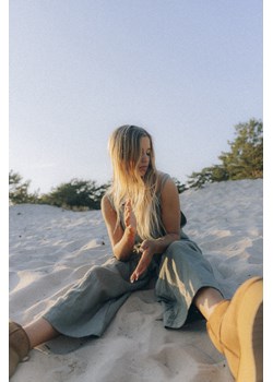 Linen Culotte Suit - Olive ze sklepu Surf Inc w kategorii Kombinezony damskie - zdjęcie 187571705