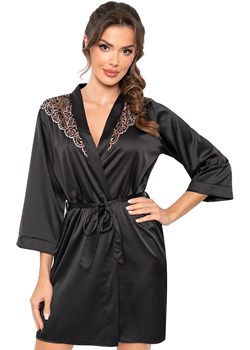 Donna czarny szlafrok satynowy z koronką Sabrina, Kolor czarny, Rozmiar S, Donna ze sklepu Primodo w kategorii Szlafroki damskie - zdjęcie 187572975