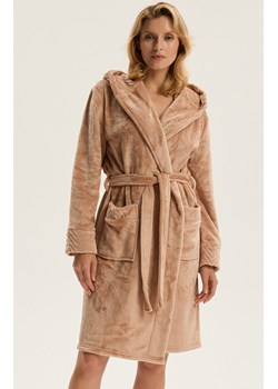 Esotiq szlafrok damski z kapturem Cessena 43938-82X, Kolor beżowy, Rozmiar L/XL, Esotiq ze sklepu Intymna w kategorii Szlafroki damskie - zdjęcie 187573518