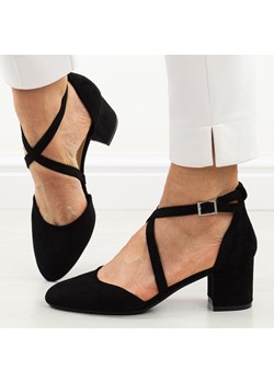 Czarne sandały damskie na obcasie z zakrytymi palcami i pietą Sergio L ze sklepu suzana.pl w kategorii Czółenka - zdjęcie 187574626