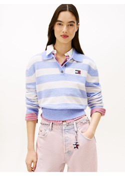 Tommy Jeans Sweter damski z zawartością alpaki i wełny Kobiety Sztuczne włókno bzowy w paski ze sklepu vangraaf w kategorii Swetry damskie - zdjęcie 187574768