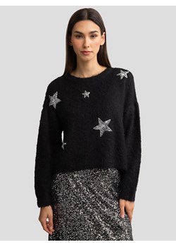 Sweter damski z dodatkiem wełny z aplikacją czarny Starlia 906 ze sklepu Big Star w kategorii Swetry damskie - zdjęcie 187575807