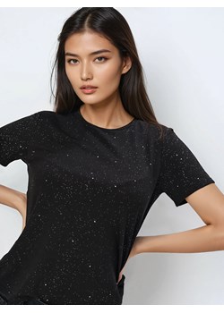 Mohito - Czarny t-shirt z ozdobnymi elementami - czarny ze sklepu Mohito w kategorii Bluzki damskie - zdjęcie 187575915