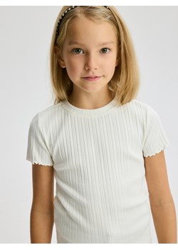Reserved - Bawełniana bluzka w prążki - złamana biel ze sklepu Reserved w kategorii Bluzki dziewczęce - zdjęcie 187576066