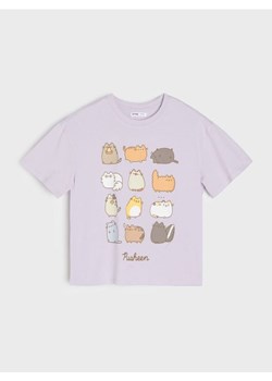 Sinsay - Bawełniana koszulka z nadrukiem Pusheen the Cat - fioletowy ze sklepu Sinsay w kategorii Bluzki dziewczęce - zdjęcie 187576868