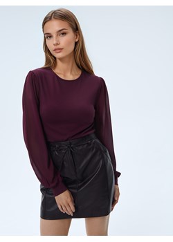 Mohito - Burgundowa bluzka z bufiastymi rękawami - mahoń ze sklepu Mohito w kategorii Bluzki damskie - zdjęcie 187577156