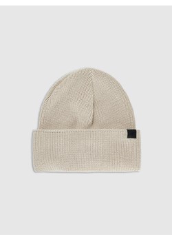 Czapka beanie z wełną merino uniseks 4F 4FRAW25ACAPU0807 - beżowa ze sklepu Sportstylestory.com w kategorii Czapki zimowe damskie - zdjęcie 187577625