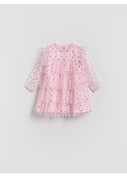 Reserved - Tiulowa sukienka w gwiazdki - pastelowy róż ze sklepu Reserved w kategorii Sukienki dziewczęce - zdjęcie 187578739