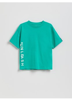 Reserved - Bawełniany t-shirt - morski ze sklepu Reserved w kategorii T-shirty chłopięce - zdjęcie 187578929