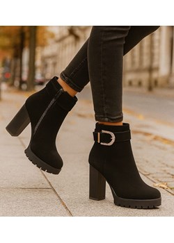 Zimowe botki na grubym obcasie i platformie /A5-3 18511 T482/ ze sklepu Pantofelek24.pl w kategorii Botki - zdjęcie 187579005