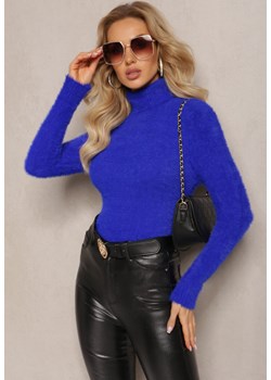 Granatowy Golf z Dzianiny z Długim Włosem i Dodatkiem Wełny Gerdonna ze sklepu renee.pl w kategorii Swetry damskie - zdjęcie 187579828