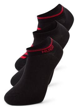 HUGO Męskie skarpety do trampek w 3-paku Mężczyźni Bawełna czarny wzorzysty ze sklepu vangraaf w kategorii Skarpetki męskie - zdjęcie 187579857