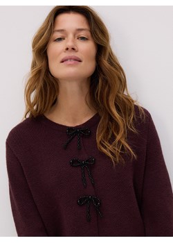 Reserved - Kardigan z kokardkami - bordowy ze sklepu Reserved w kategorii Swetry damskie - zdjęcie 187579936