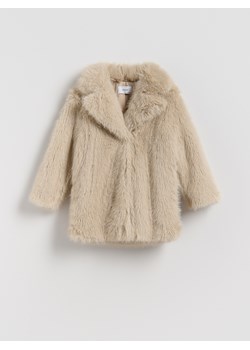 Reserved - Płaszcz ze sztucznego futerka - beżowy ze sklepu Reserved w kategorii Płaszcze dziewczęce - zdjęcie 187579946