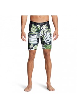 Męskie legginsy krótkie treningowe Under Armour UA Curry HG Prtd Shorts - zielone ze sklepu Sportstylestory.com w kategorii Spodnie męskie - zdjęcie 187580257