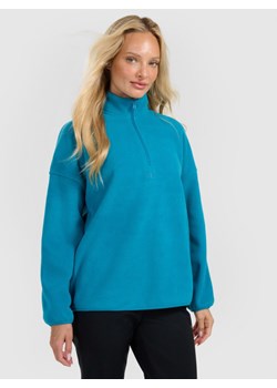 Damski polar oversize 4F 4FRAW25TFLEF449 - turkusowy ze sklepu Sportstylestory.com w kategorii Bluzy damskie - zdjęcie 187580437