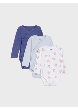 Sinsay - Bawełniane body z długimi rękawami 3 pack - błękitny ze sklepu Sinsay w kategorii Odzież dla niemowląt - zdjęcie 187581186