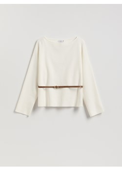 Reserved - Sweter z paskiem - złamana biel ze sklepu Reserved w kategorii Swetry damskie - zdjęcie 187582436