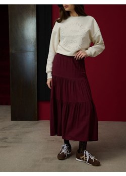 Sinsay - Spódnica midi z marszczeniami - bordowy ze sklepu Sinsay w kategorii Spódnice - zdjęcie 187582929