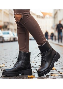 Zimowe botki trapery z ociepleniem /B4-3 18500 T4/ ze sklepu Pantofelek24.pl w kategorii Workery damskie - zdjęcie 187583416