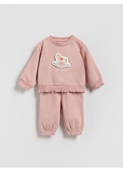 Reserved - Bawełniany komplet z naszywką - brudny róż ze sklepu Reserved w kategorii Komplety niemowlęce - zdjęcie 187583459