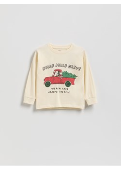 Reserved - Świąteczny longsleeve Mickey Mouse - złamana biel ze sklepu Reserved w kategorii T-shirty chłopięce - zdjęcie 187583475