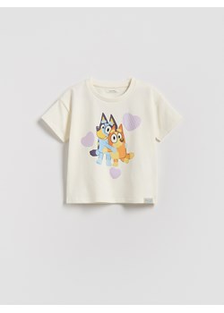 Reserved - Bawełniany t-shirt Bluey - złamana biel ze sklepu Reserved w kategorii Bluzki dziewczęce - zdjęcie 187583479