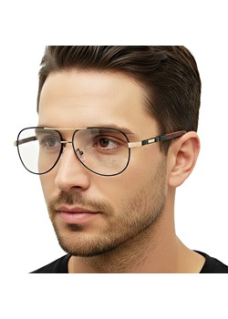 Męskie okulary pilotki zerówki do komputera BLF filtr EST-132K-16 Estillo ze sklepu Stylion w kategorii Okulary zerówki męskie - zdjęcie 187584107