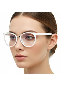 Białe okulary damskie z filtrem BLUE LIGHT do komputera zerówki EST-109K-5 ze sklepu Stylion w kategorii Okulary zerówki damskie - zdjęcie 187584109