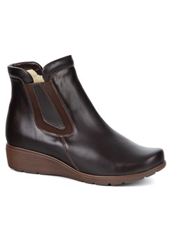 Botki damskie skórzane ocieplane z zamkiem 021BB brązowe ze sklepu butyolivier w kategorii Botki - zdjęcie 187584475