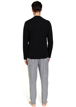 Doctor Nap czarna piżama męska z spodniami w kratę PMB.7369, Kolor czarno-biały, Rozmiar M, Doctor Nap ze sklepu Primodo w kategorii Piżamy męskie - zdjęcie 187586249