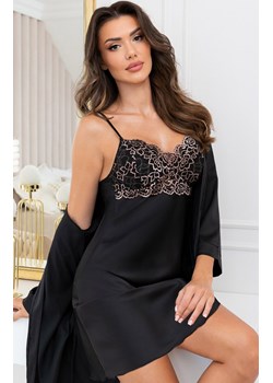 Donna satynowa koszula nocna czarna Sabrina, Kolor czarny, Rozmiar S, Donna ze sklepu Primodo w kategorii Koszule nocne - zdjęcie 187586259