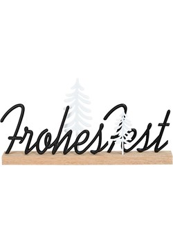 POSIWIO Dekoracja &quot;Frohes Fest&quot; w kolorze czarno-jasnobrązowym - 28,5 x 14 cm ze sklepu Limango Polska w kategorii Dekoracje - zdjęcie 187586976