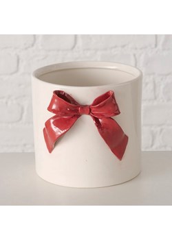 Boltze Osłonka &quot;Bow&quot; w kolorze biało-czerwonym na doniczkę - wys. 12,4  cm ze sklepu Limango Polska w kategorii Doniczki i osłonki - zdjęcie 187587166