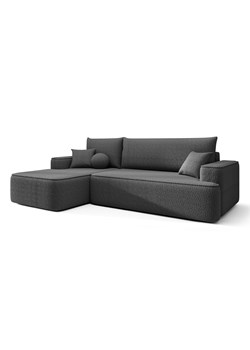 Grafitowy narożnik boucle z funkcją spania W1-Z07 ze sklepu Edinos.pl w kategorii Narożniki - zdjęcie 187587517