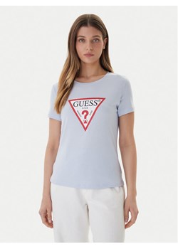 Guess T-Shirt W1YI1B I3Z14 Błękitny Regular Fit ze sklepu MODIVO w kategorii Bluzki damskie - zdjęcie 187588728