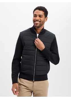 BOSS Kardigan z wełny dziewiczej - Hernesto Mężczyźni wełna ze strzyży czarny jednolity ze sklepu vangraaf w kategorii Swetry męskie - zdjęcie 187589165