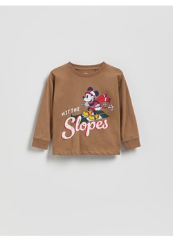 Reserved - Bawełniany longsleeve Mickey Mouse - brązowy ze sklepu Reserved w kategorii T-shirty chłopięce - zdjęcie 187589248