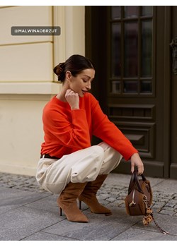 Mohito - Wełniany pomarańczowy sweter - pomarańczowy ze sklepu Mohito w kategorii Swetry damskie - zdjęcie 187589535