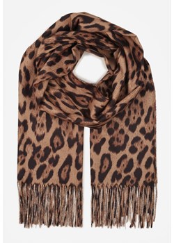 Brązowy Panterkowy Szalik z Wiskozy Zakończony Frędzlami Ferinda ze sklepu born2be.pl w kategorii Szaliki i chusty damskie - zdjęcie 187589695
