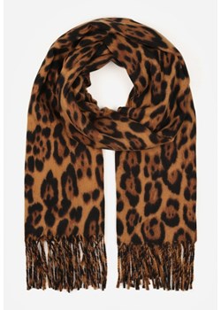Brązowy Wiskozowy Szalik w Panterkę z Frędzlami Vetivada ze sklepu born2be.pl w kategorii Szaliki i chusty damskie - zdjęcie 187589697