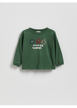 Reserved - Bawełniany longsleeve - morski ze sklepu Reserved w kategorii T-shirty chłopięce - zdjęcie 187589748