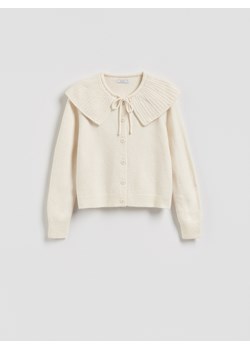 Reserved - Kardigan z kołnierzem - kremowy ze sklepu Reserved w kategorii Swetry damskie - zdjęcie 187589926