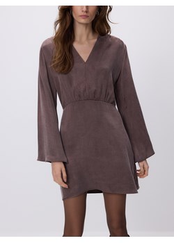 Reserved - Sukienka mini z lyocellem - ciemnobrązowy ze sklepu Reserved w kategorii Sukienki - zdjęcie 187589967