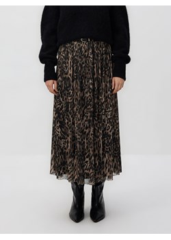 Reserved - Plisowana spódnica z paskiem - ciemnobrązowy ze sklepu Reserved w kategorii Spódnice - zdjęcie 187590319