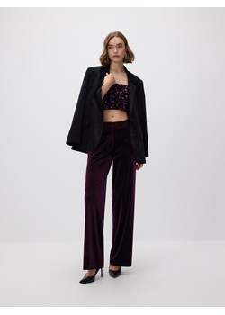 Reserved - Welurowe spodnie - ciemnofioletowy ze sklepu Reserved w kategorii Spodnie damskie - zdjęcie 187590358