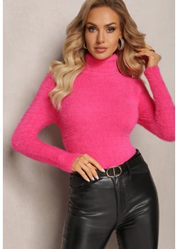 Fuksjowy Golf z Dzianiny z Długim Włosem i Dodatkiem Wełny Gerdonna ze sklepu renee.pl w kategorii Swetry damskie - zdjęcie 187590418