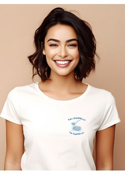 WOOOP Koszulka &quot;Eat spaghetti to forgetti&quot; w kolorze białym ze sklepu Limango Polska w kategorii Bluzki damskie - zdjęcie 187593495